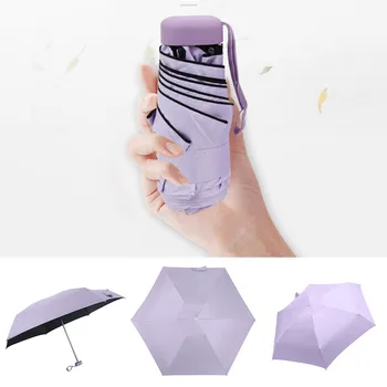 

Women Luxury Umbrella Black Coating Flat Lightweight Umbrella Parasol 5 Folding Sun Umbrella Travel Protable Pocket Mini Umbrell