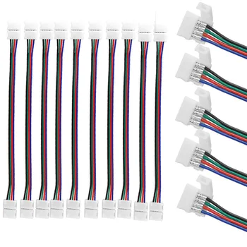 

4 Pin LED RGB Strip Connector SMD 5050 RGB LED Strip Light Solderless PCB Board with Two Female Connector Connect Cable