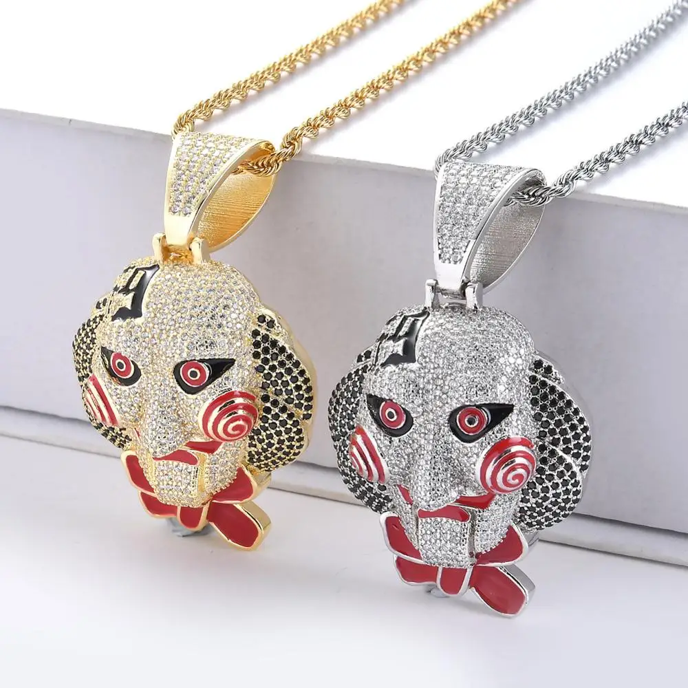 Hip Hop Statement Chunky Iced Out Bling 6ix9ine Chain Clown 69 Tekashi69 Necklaces &amp Pendants Saw Billy Necklace Jewelry | Украшения и