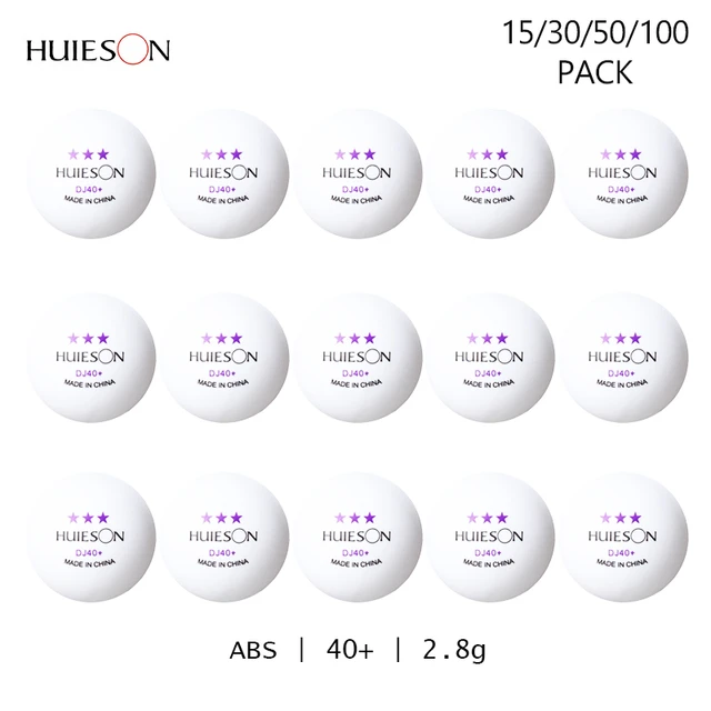 Huieson 30/100 Pcs 3 Star 40mm 2.8g Table Tennis Balls Ping Pong Balls for  Match New Material ABS Plastic Table Training Balls