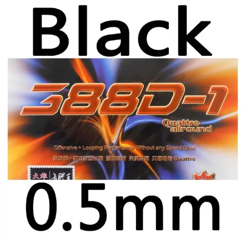 BLACK 0.5mm Dawei 388D-1(Quattro) длинный Pips-Out Настольный теннис Резина без губки(Topsheet, OX - Цвет: BLACK 0.5mm