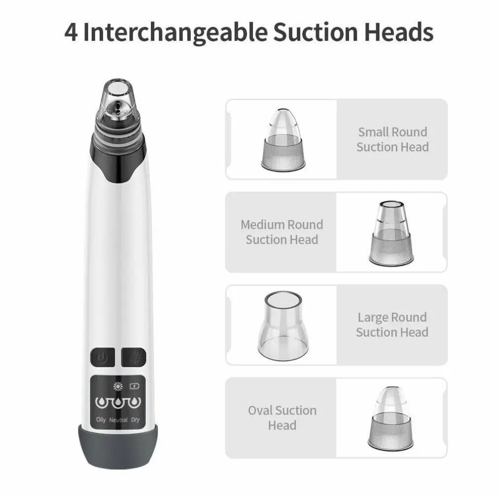 

Blackhead Remover Pore Vacuum Facial Cleaner Electric Acne Comedone Extractor ABS Usb Rechargeable With Heat Function