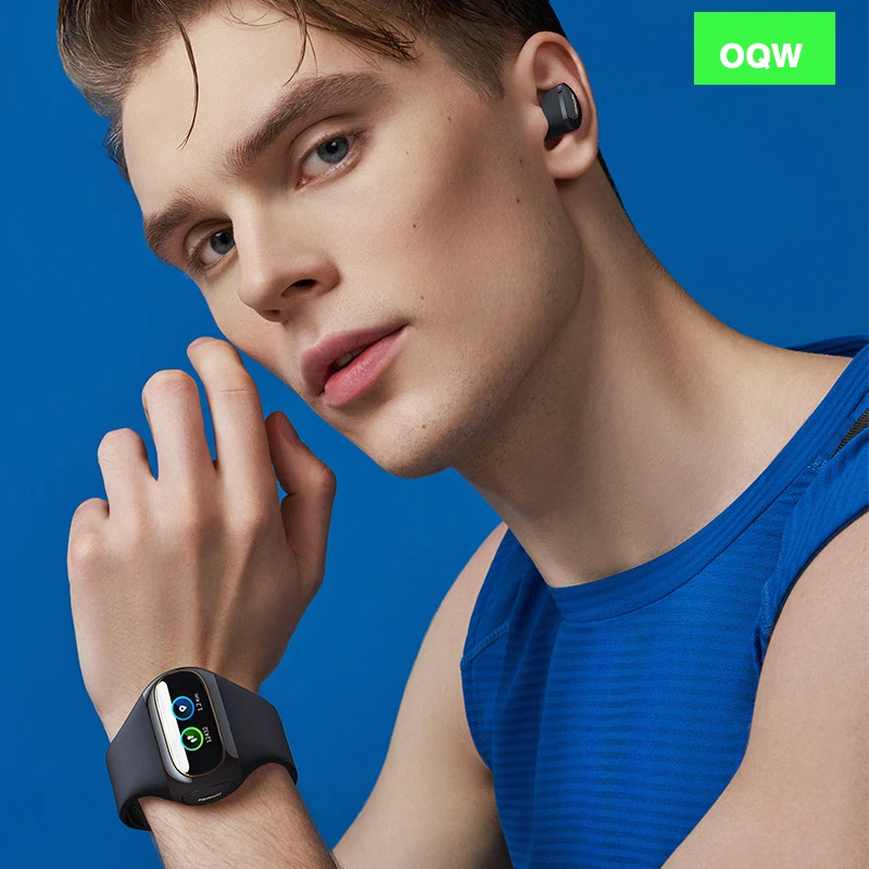 Новинка Bluetooth наушники умные часы мужские полностью сенсорные фитнес-трекер