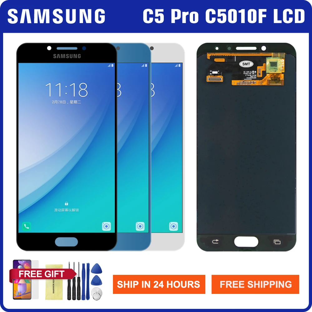 Buy Super Amoled Screen For Samsung Galaxy C5 Pro C5010 LCD Display Touch Screen Digitizer Assembly For Samsung SM-C5010 SM-C5018