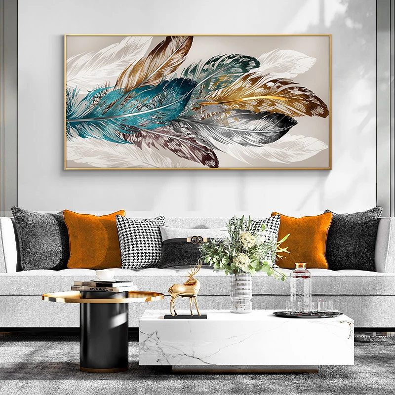 Цвет перо холст Картины Nordic Wall Art Животные Плакаты и принты на настенные холсты