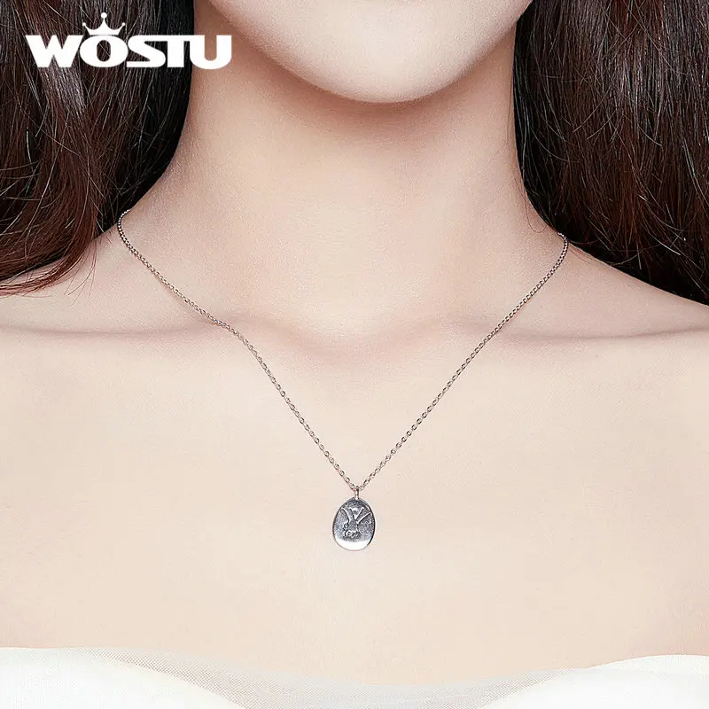 WOSTU, 925 пробы, серебряное, рукопожатие, ожерелье, длинная цепочка, удерживайте руку, удачное ожерелье для женщин, новинка, модное ювелирное изделие, BKN363