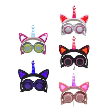 

Wired Cat Ear LED Glowing Headset Flashing Gaming Headphones for Adult Children R9UB