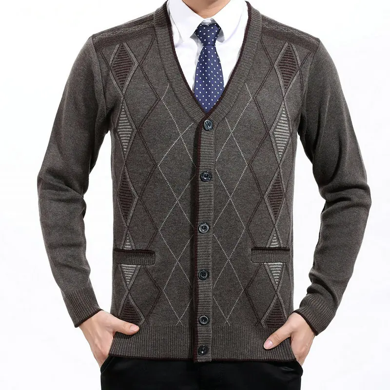 ^*Best Offers Men Argyle Wool Cardigan Sweaters Smart Casual Camel Gray Plaid Pattern Textured Knit Tops Male V-neck Single Breasted Knitwear ^*Best Offers Men Argyle Wool Cardigan Sweaters Smart Casual Camel Gray Plaid Pattern Textured Knit Tops Male V-neck Single Breasted Knitwear