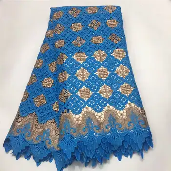 

Nigerian Guipure Cord soluble lace fabric for Wedding 2019 High Quality With Rhinestones Guipure Cord soluble lace fabric SA014