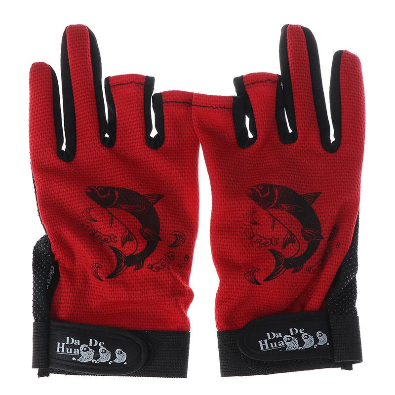 1 пара водонепроницаемых Противоскользящих перчаток с 3 вырезами для пальцев Нескользящие рыболовные перчатки для спорта на открытом воздухе неопреновое защитное рыболовное оборудование - Цвет: Красный