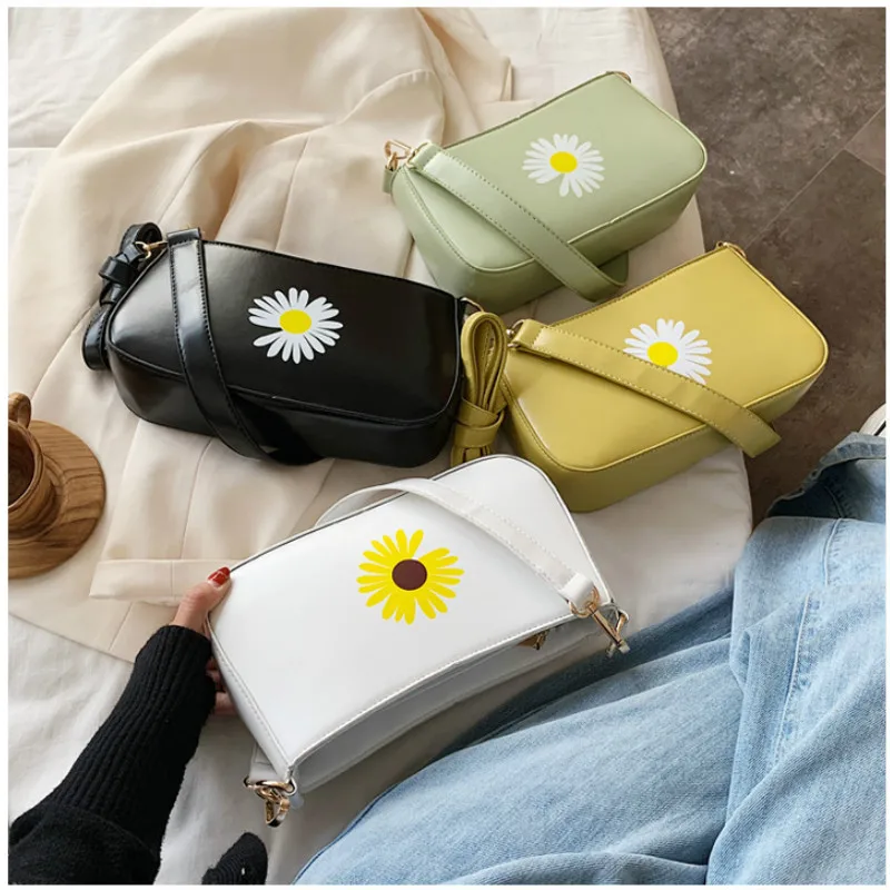 

2020 Fashion Pattern Shoulder Women Bag Hand Bag for Women Personality Wild Patent Leather Baguette Shape Handbag PU Handbags