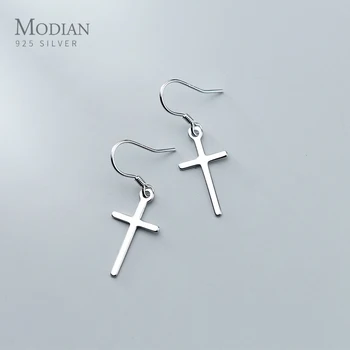 

Modian Classic 925 Sterling Silver Fashion Simple Cross Drop Hook Earring for Women Dangle Earring Fine Jewelry 2020 Design