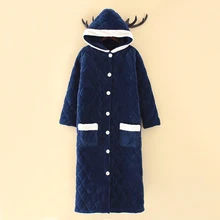 Мужские и женские Зимние халаты, домашний простой темно-синий хлопковый фланелевый Халат с капюшоном, мужской толстый теплый термо халат в клетку