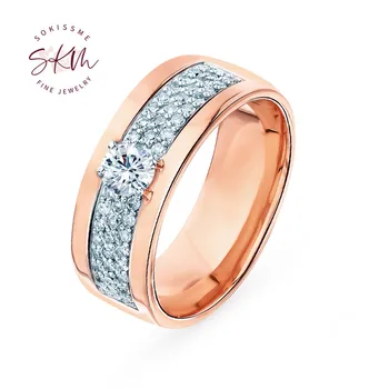 

SKM Vintage 14k rose gold moissanite rings for women Engagement wedding rings designer Promise Bride Gift