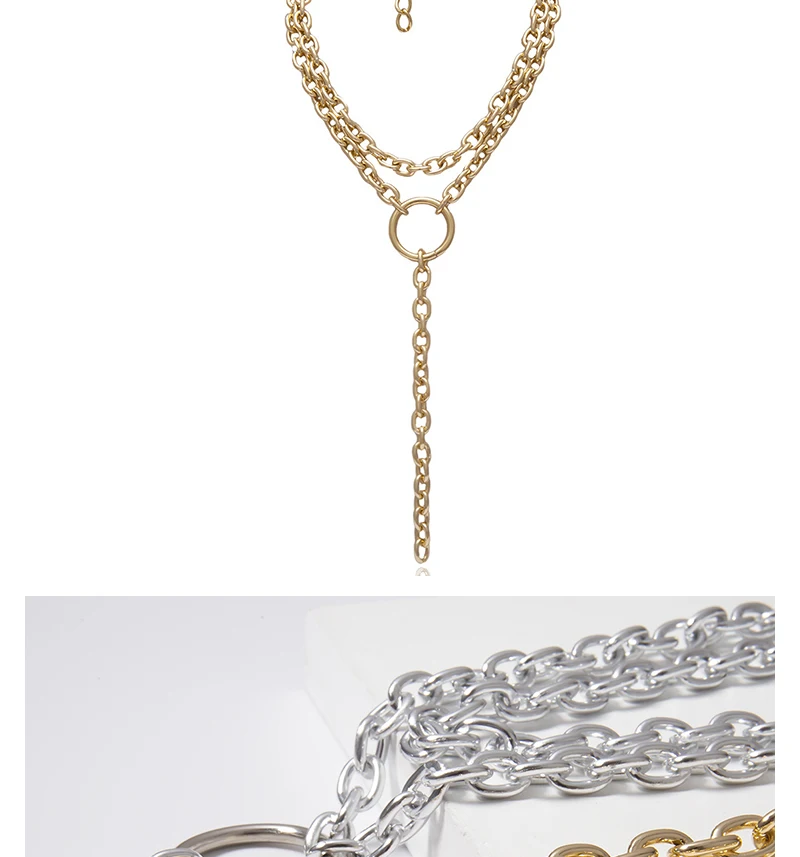 SRCOI, многослойное, полое, круглое, золотое, серебряное, металлическая цепочка, длинное ожерелье, новинка, панк стиль, Длинная кисточка, сплав, ожерелье для женщин, ювелирное изделие