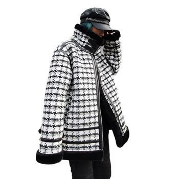 

2020 Winter Women Blend Coats New Kroean Motor Stand collar Woolen Coat Female Warm Mid Long Outwear Jacket Fashion LT898S50