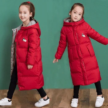 

Loose Children Winter Down Jackets for Boys Teenagers Girl Parkas Long Coat 2020 Solid Warm Clothes 11 12 Kids Snowsuit Overcoat