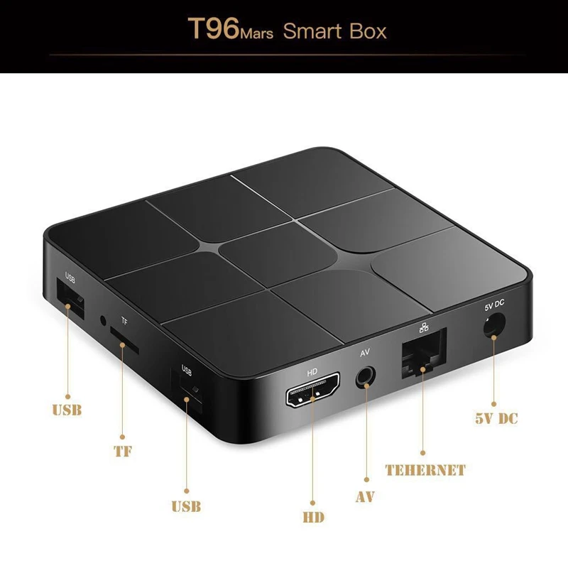 T96 Mars Android 7.1.2 ТВ приставка Amlogic S905W 2G+ 16G 2,4 GHz 4K HD H265 Bluetooth 2,1 WiFi медиаплеер телеприставка(штепсельная Вилка европейского стандарта