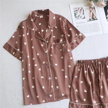 

Homewear Women Pajamas Set Dot Short Sleeve Shorts Pajamas Loose Sleepwear Sexy Nightgown JAYCOSIJN 2020 NEW SALE 2Pcs