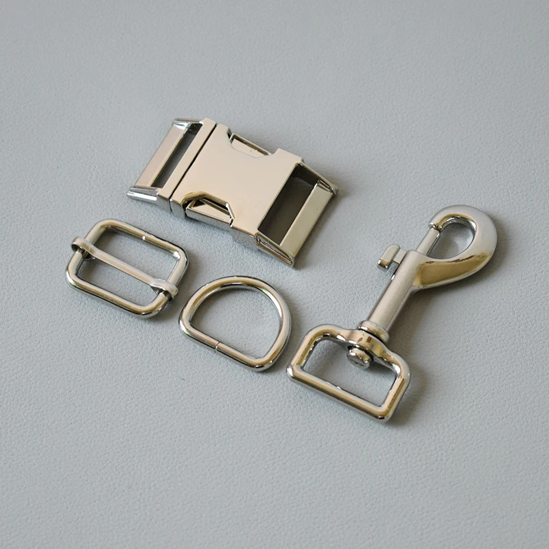 

100 suit 25mm Metal D ring belt straps slider breakaway side release buckle spring hook for dog collar leash accessories-sliver