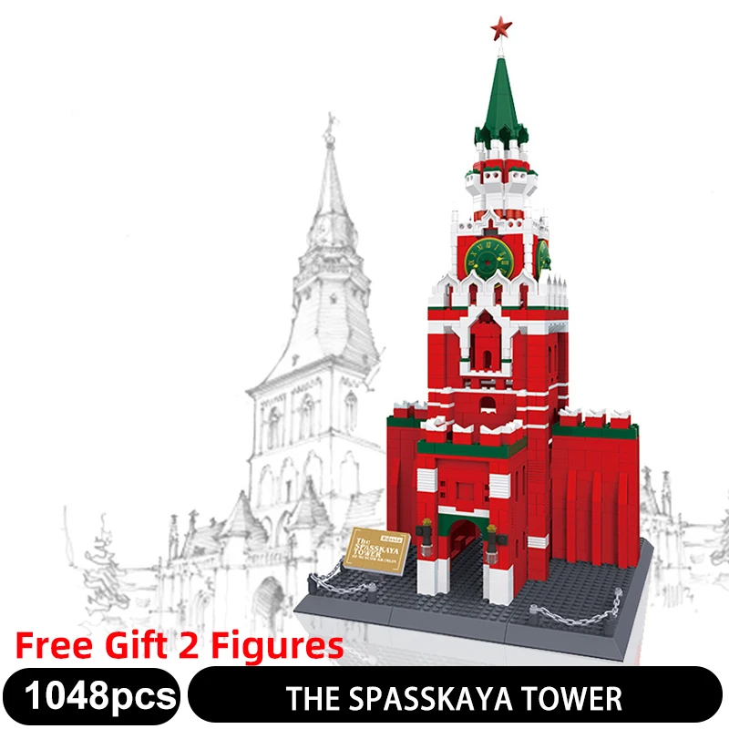 

8017 1048PCS World Famous Classic Architecture Building Blocks The SPASSKAYA TOWER 3D Model Bricks Sets Children Toy Gifts