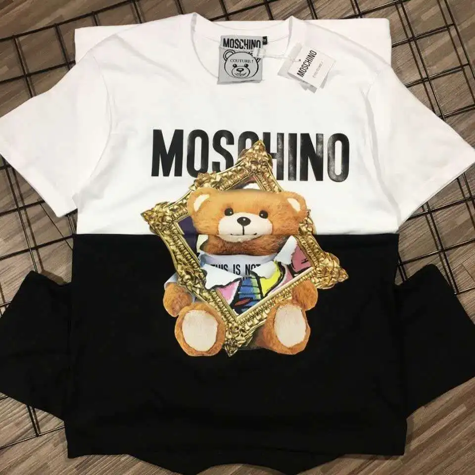 Bear Printed Cotton T shirt Men 