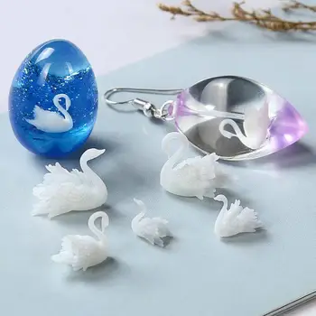 

Mini 3D Stereo Swan DIY Crystal Epoxy Resin Jewelry Pendant Accessories Findings Kawaii Cabochon Handmade Stuff Creative Crafts