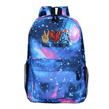 

16inch Creative Peace Love Nursing Backpack Men/Women Travel Rucksack Boys Girls Teens Daily Knapsack Students Kids School Bags