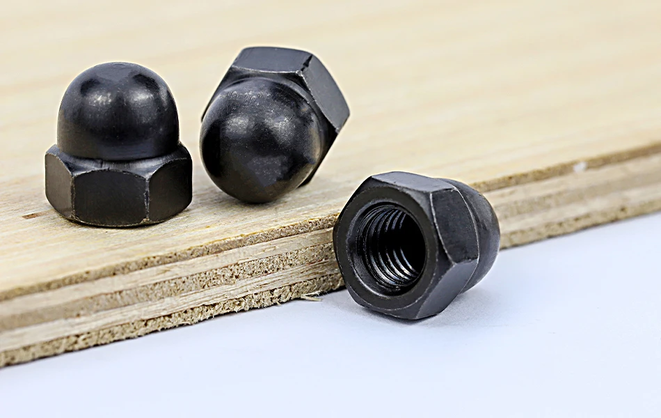 NINDEJIN 6-80 stücke Acorn Cap Mutter M3 M4 M5 M6 M8 M10 M12 Schwarz Carbon Stahl Dome Mutter abdeckung Kappe Muttern DIN1587 – Detail 6