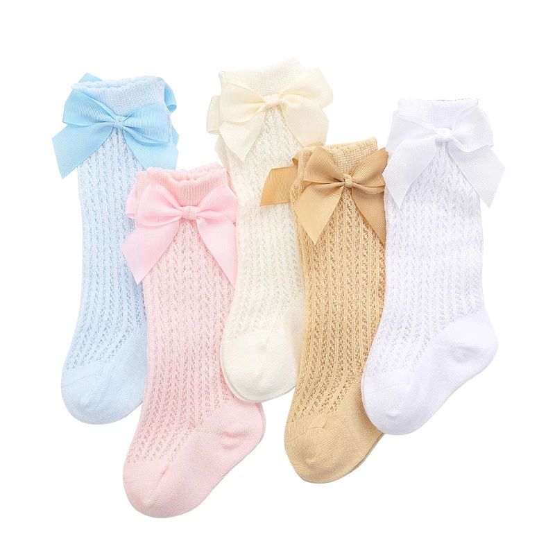 Children Girls Royal Style Bow Knee High Fishnet Socks 0-4Y kids socks kids pantyhose fishnet stockings toddler tights