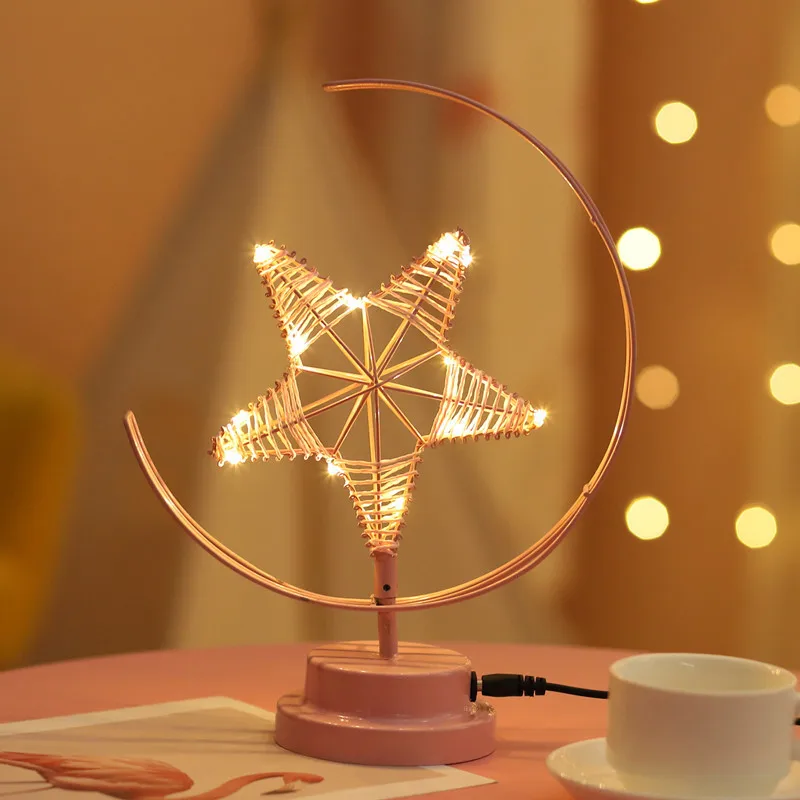 

Cross border Amazon pop-up color lamp handmade star moon iron night lamp girl practical birthday gift