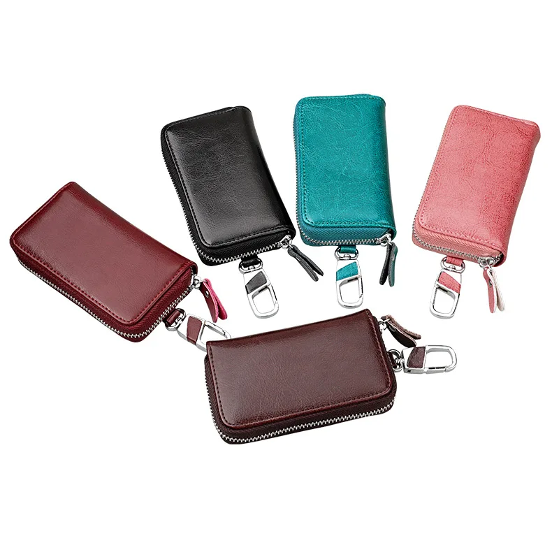 

Cross Border for Multi-functional Zipper Genuine Leather Car Key Wholesale Customizable Men Key Bag Women's Waist Hanging