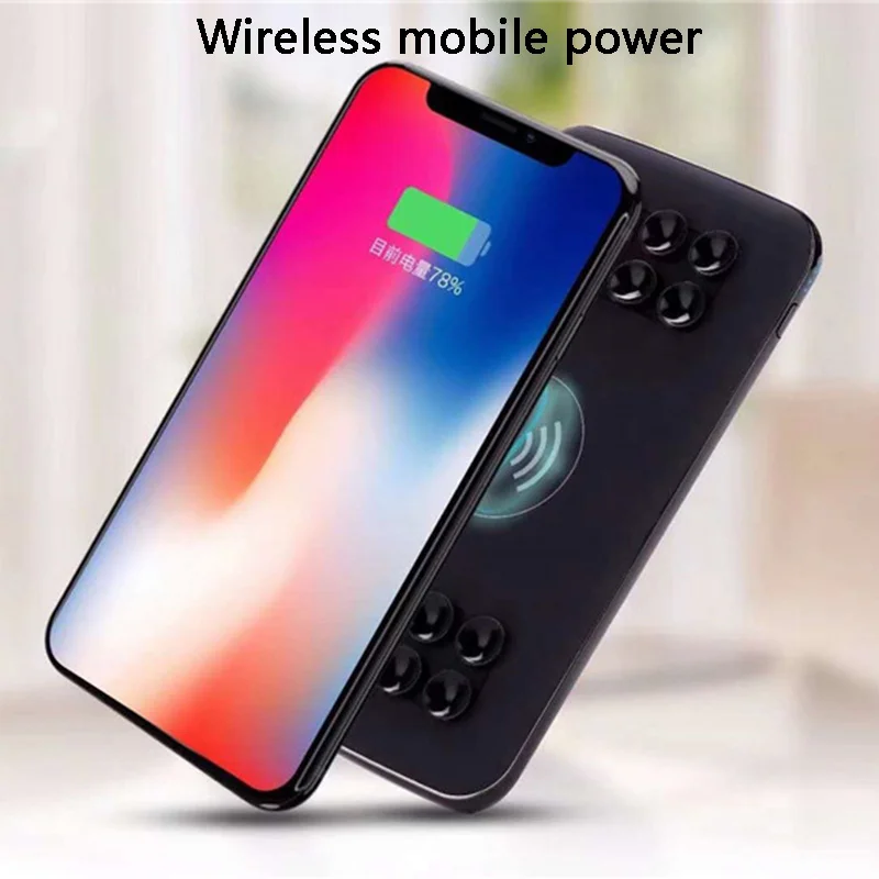 

For Xiaomi Iphone Samsung 8000mAh Wireless Power Bank 2.1A Fast Charge Suction Cup Portable Charging Powerbank External Battery