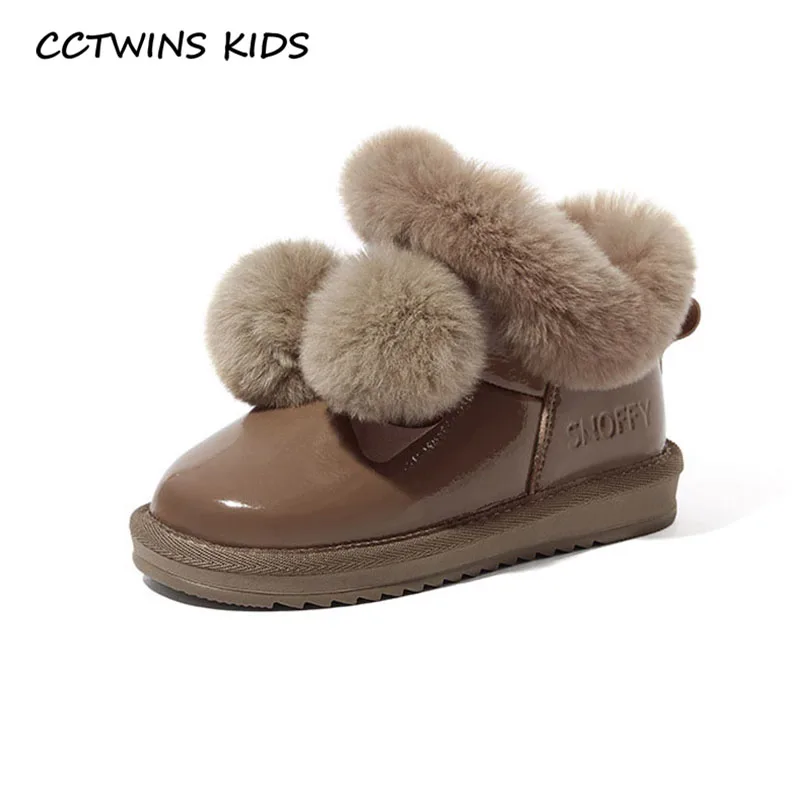 CCTWINS/детская обувь; коллекция года; зимние брендовые Детские зимние ботинки для девочек; модные теплые ботильоны; брендовая черная обувь для малышей; SNB028