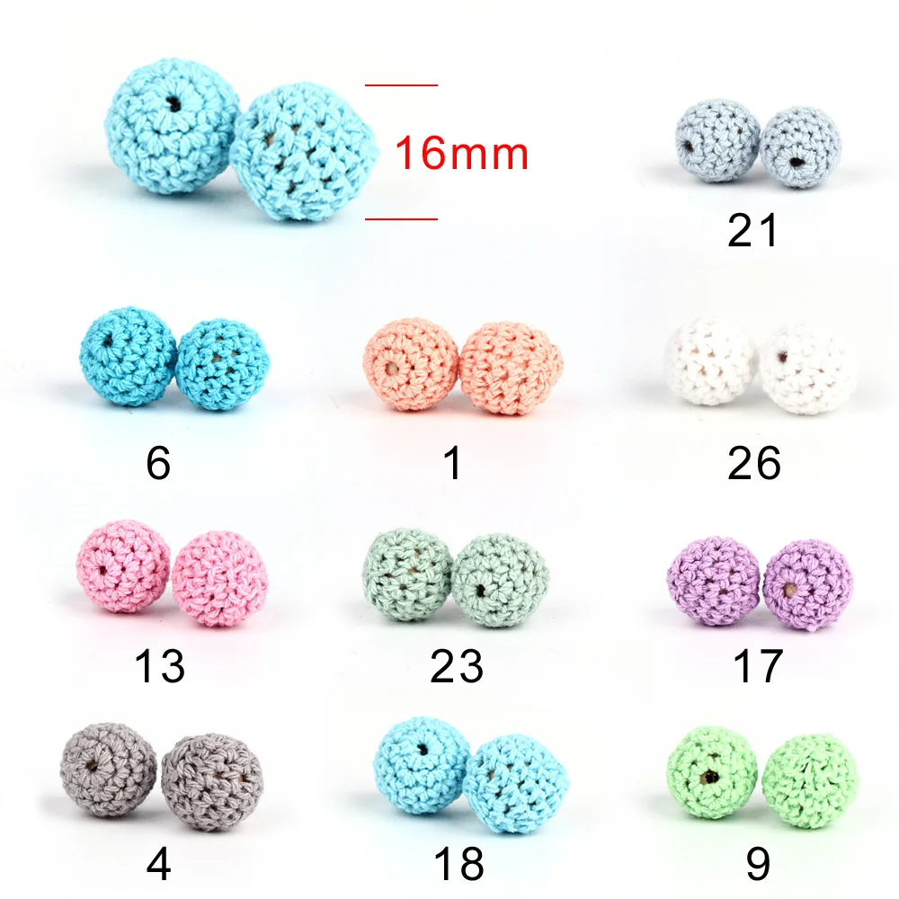 20Pcs 16mm Wooden Crochet Beads Chewable Beads DIY Wooden Teething Knitting Beads Jewelry Crib Sensory Toy Baby Teether Accessor 5