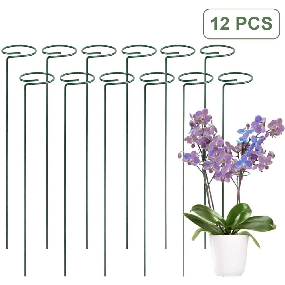 

12PCS 45cm Plant Support Rings Garden Metal Single Stem Stake Cage For Flower Rose Lily Christmas Decoration Garden Tools