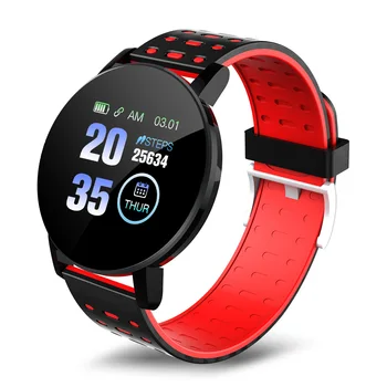 Reloj inteligente redondo para hombre y mujer, accesorio de pulsera resistente al agua con seguimiento de actividad deportiva, presión arterial, compatible con Android e IOS, 119 Plus 1
