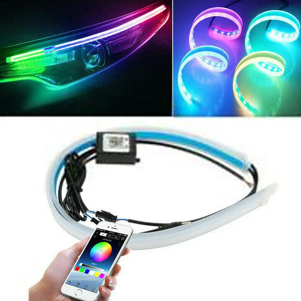 

2pcs Universal Auto Goods For Salon Flowing Lamp Turn Signal Running DRL Controller Light Car Interior Decoration Accessories