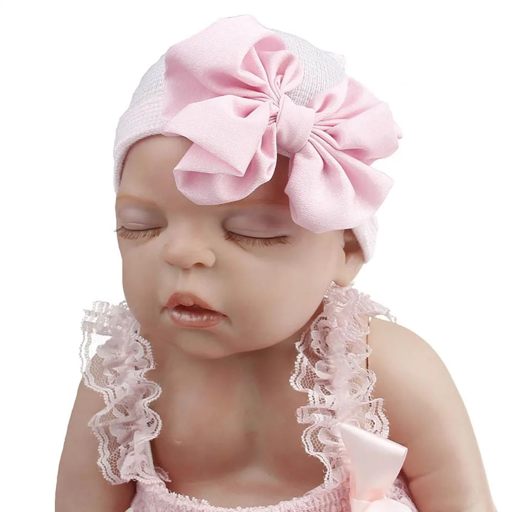 Knitted hat with big bow for infants Newborn Soft Girls Caps newborn photography props baby accessories for 0-3M