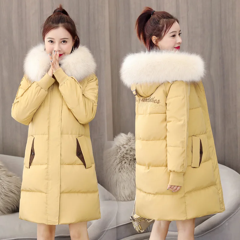 

2019 Winter New Style Thick down Jacket Cotton-padded Clothes Women's Mid-length Short-height Large Fur Collar Cotton-padded Clo
