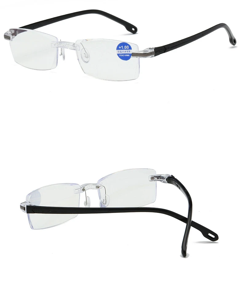 Men's Diamond Trimmed Presbyopic Glasses Korean Frameless Coated Anti-blue-ray Drilling High-end Presbyopic Wholesale SMT-G015