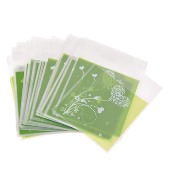 

100 pcs Pouches Bags GREEN HEART Candies Biscuits Gift bag