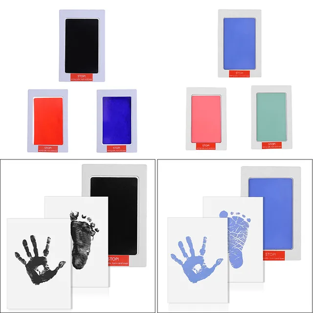 Baby Care Non-Toxic Baby Handprint Footprint Inkpad Kit Casting Newborn Clay Toy Souvenirs Black Ink Pad Infant Clay Toy Gift 1