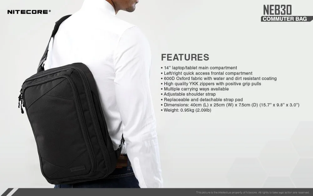 NITECORE NEB30 многоцелевой рюкзак пассажирская сумка 600D Оксфорд ткань 1" ноутбук Слинг Сумка, чехол для переноски сумка на плечо