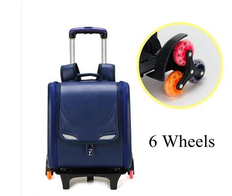 Японская Тележка школьный рюкзак для детей рюкзак сумки на колесах Японский Школьный Рюкзак детский ортопедический рюкзак с колесиками из искусственной кожи - Цвет: 6 wheels