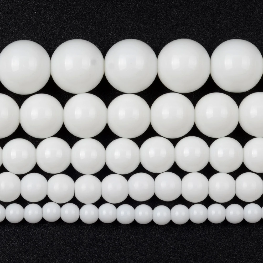 White Agates Stone Round Loose Spacer Beads For Jewelry Making DIY Bracelet Handmade 4/6/8/10/12mm