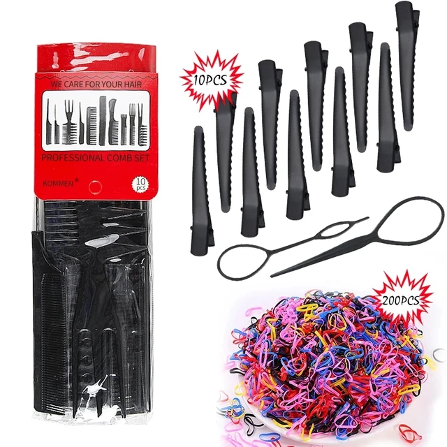 Stylist Anti-static Hairdressing Combs,Multifunctional Hair Design Hair Detangler Comb Makeup Barber Haircare Styling Tool Set A set of 22 black