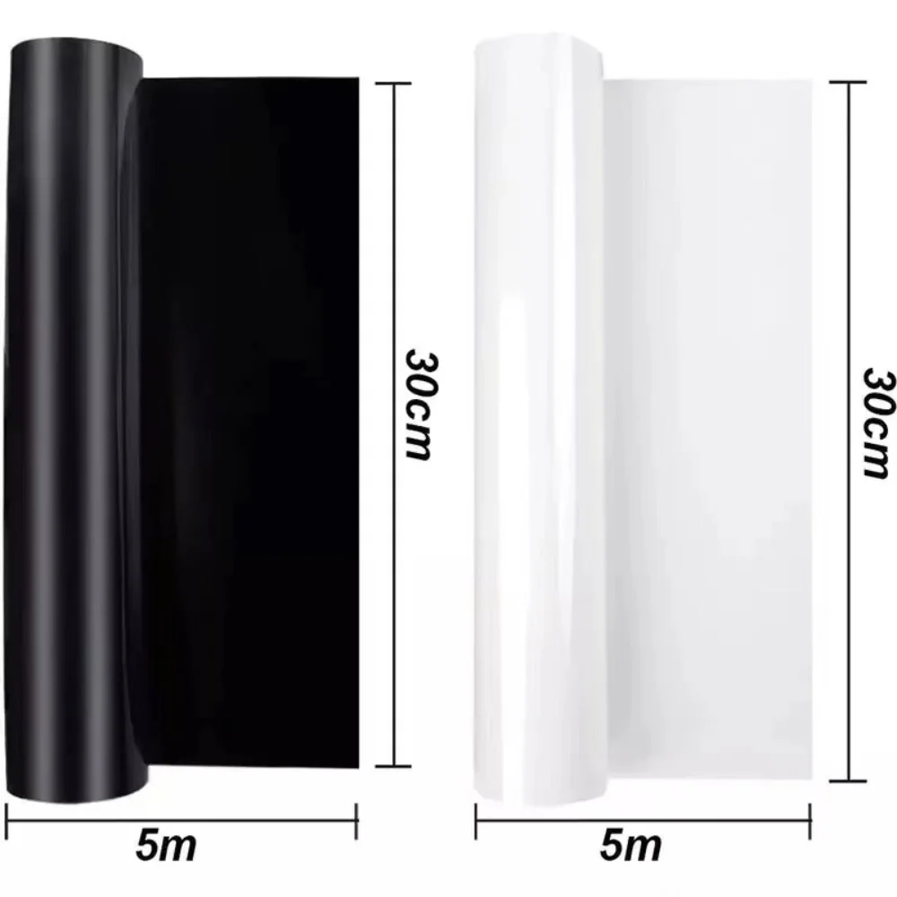 30cm x 5m Black and White PU Heat Transfer Vinyl Iron on Vinyl Easy to Cut and Weed Heat Press for DIY Shirts 2 Rolls pu heat transfer vinyl