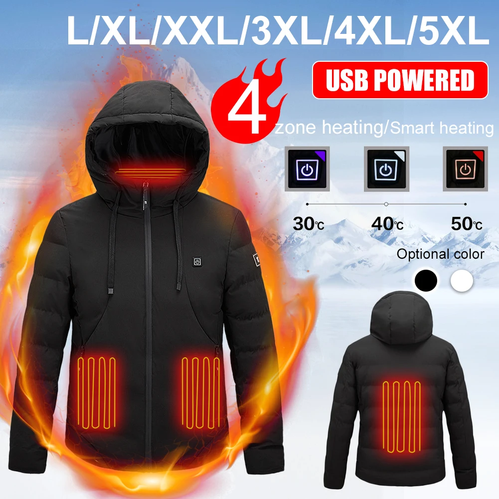 

Thick Clothes Heating Clothing Jacket Heating Cotton Clothing 4 Zones Heating can Withstand Severe Cold -40â„ƒ Winter Outdoor