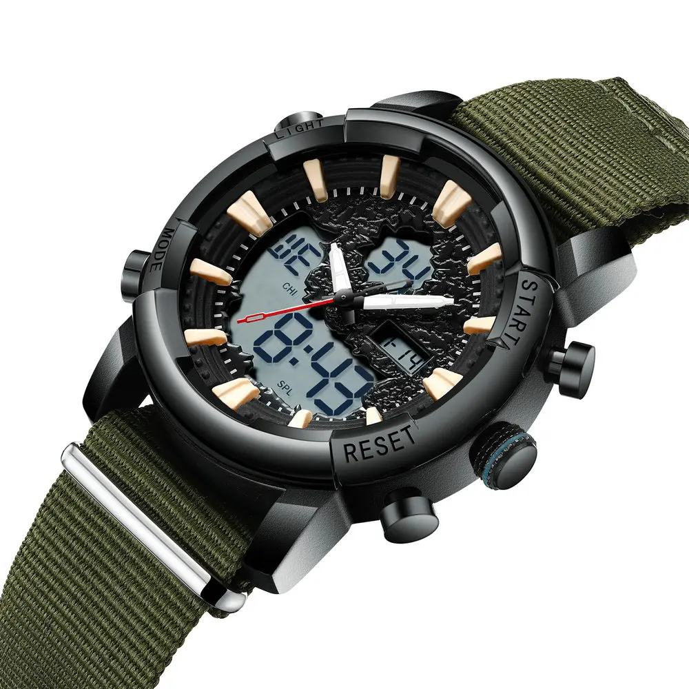 

BIDEN Military Army Watch Men Waterproof Digital Quartz Watches Nylon Strap Luxury Brand Creative Wristwatch LED Display Clock